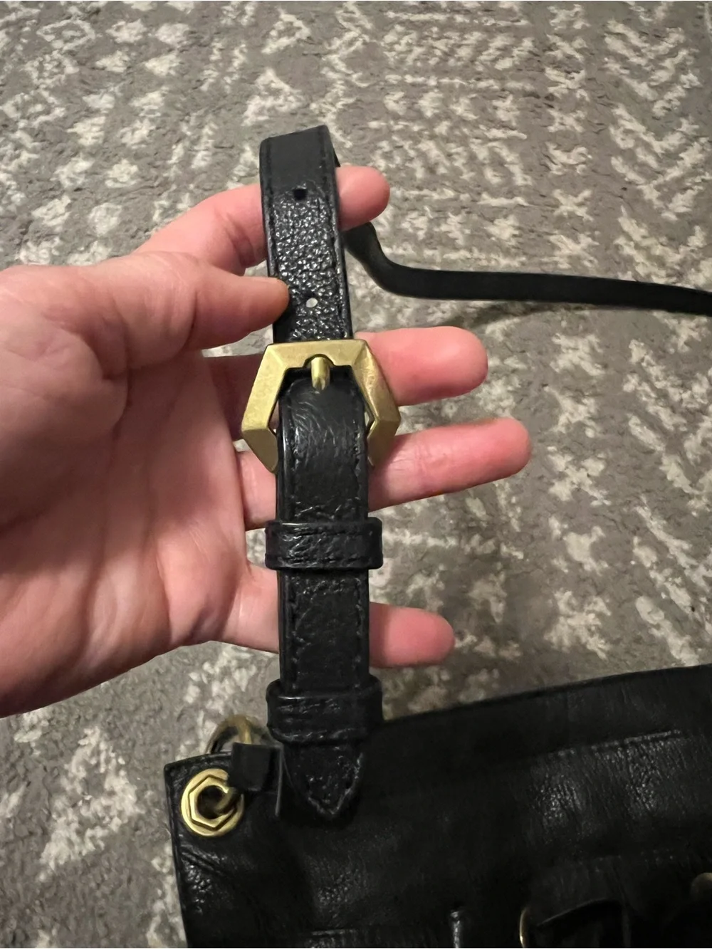 orYANI Celine Italian leather slouchy crossbody bag black gold-tone hardware